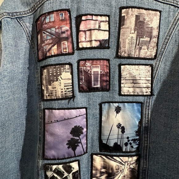 FOREVER 21 Jean jacket with photos on back - Picture 2 of 5